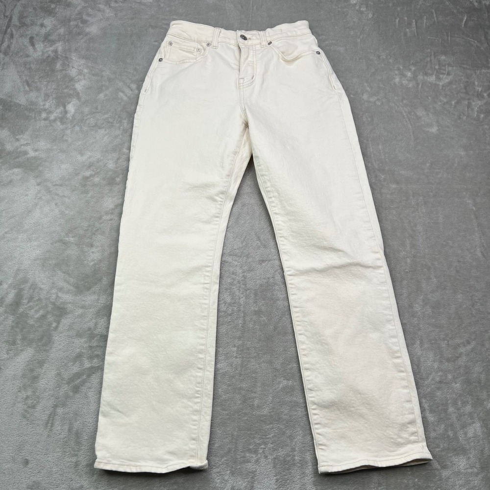 Madewell '90s Straight Jeans Womens 25P‎ White Solid Stretch High Rise Petite